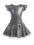 Little Girls Silver Sequin Ruffle Tutu Flower Girl Dress 2-6 - SophiasStyle.com